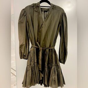 Maje Green Tiered Ruffled Mini Sundress